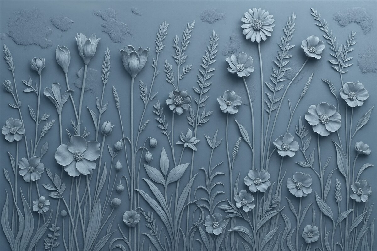 Fototapeta Kwiaty polne w technologii 3D.