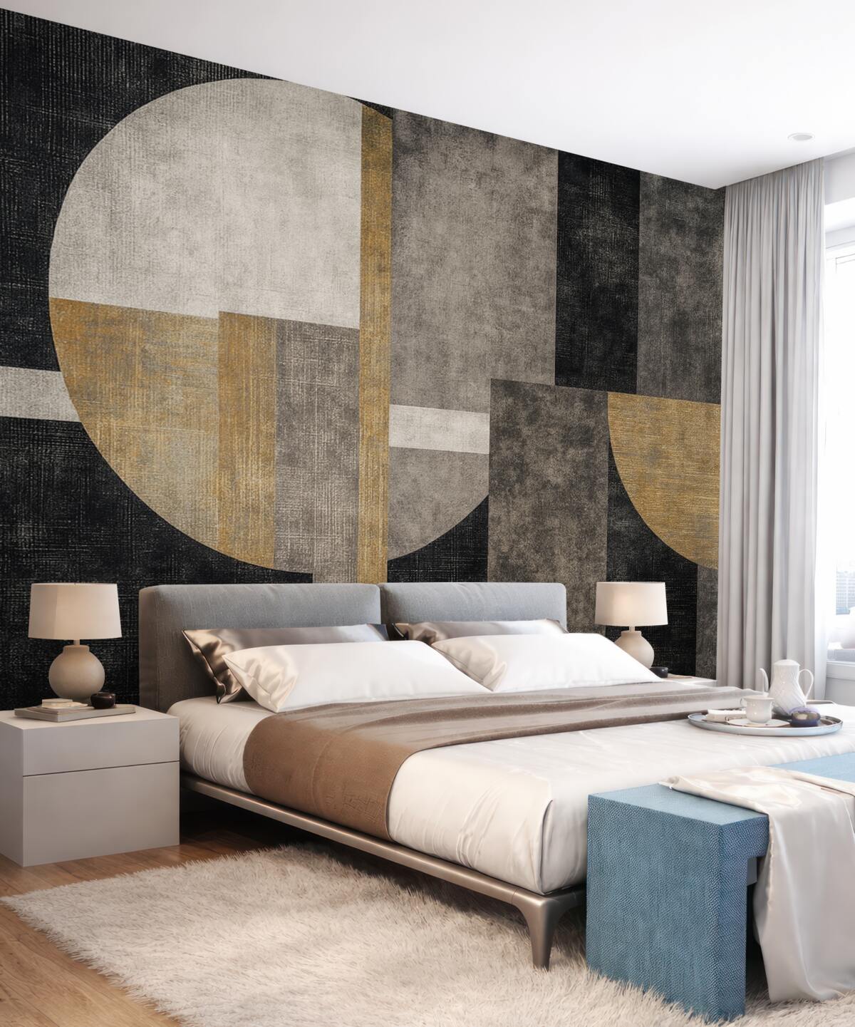 Fototapeta Współczesna teksturowana abstrakcja w odcieniach czarnego i pomarańczowego.