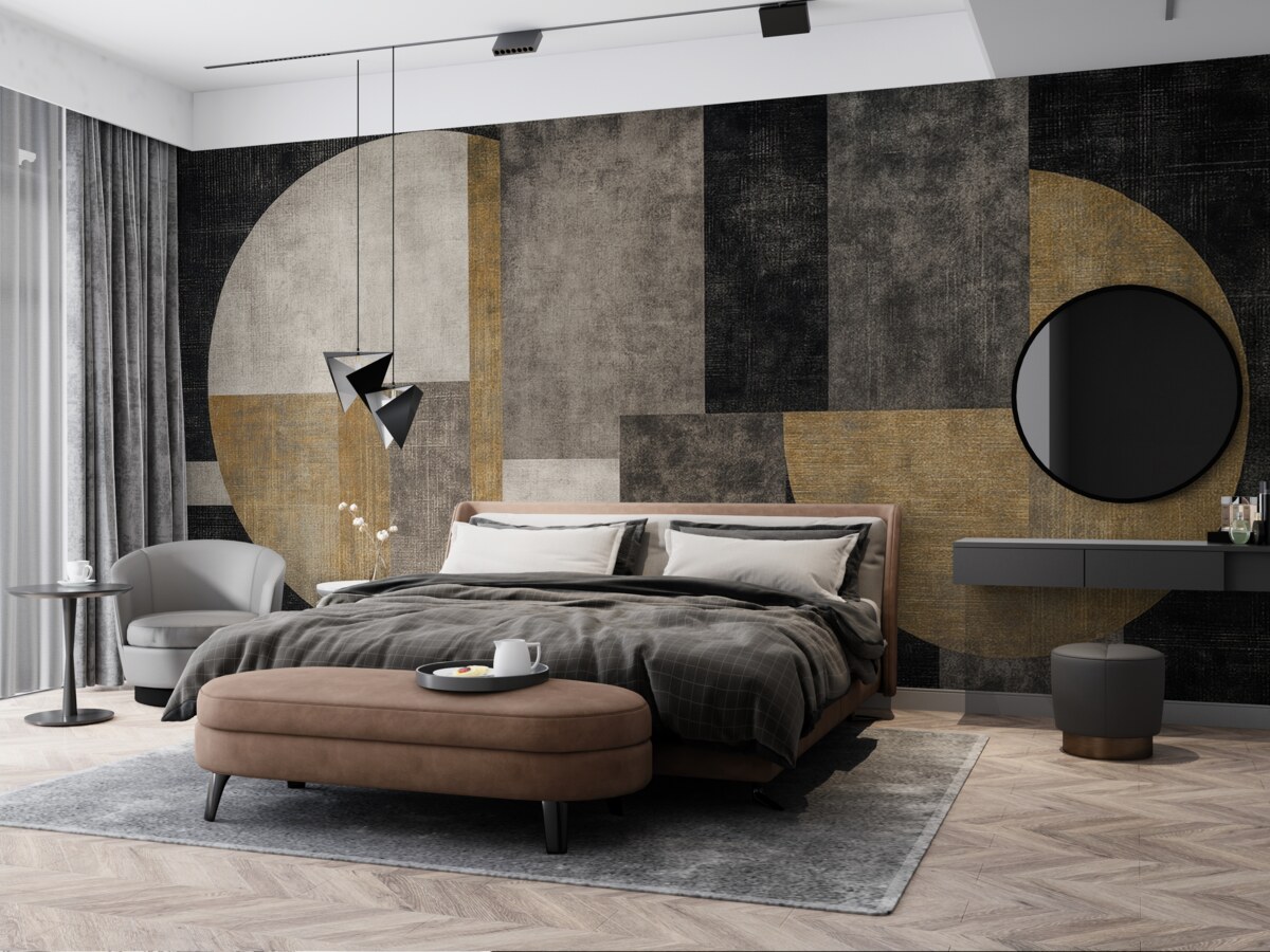 Fototapeta Współczesna teksturowana abstrakcja w odcieniach czarnego i pomarańczowego.