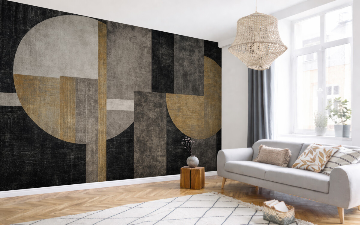 Fototapeta Współczesna teksturowana abstrakcja w odcieniach czarnego i pomarańczowego.