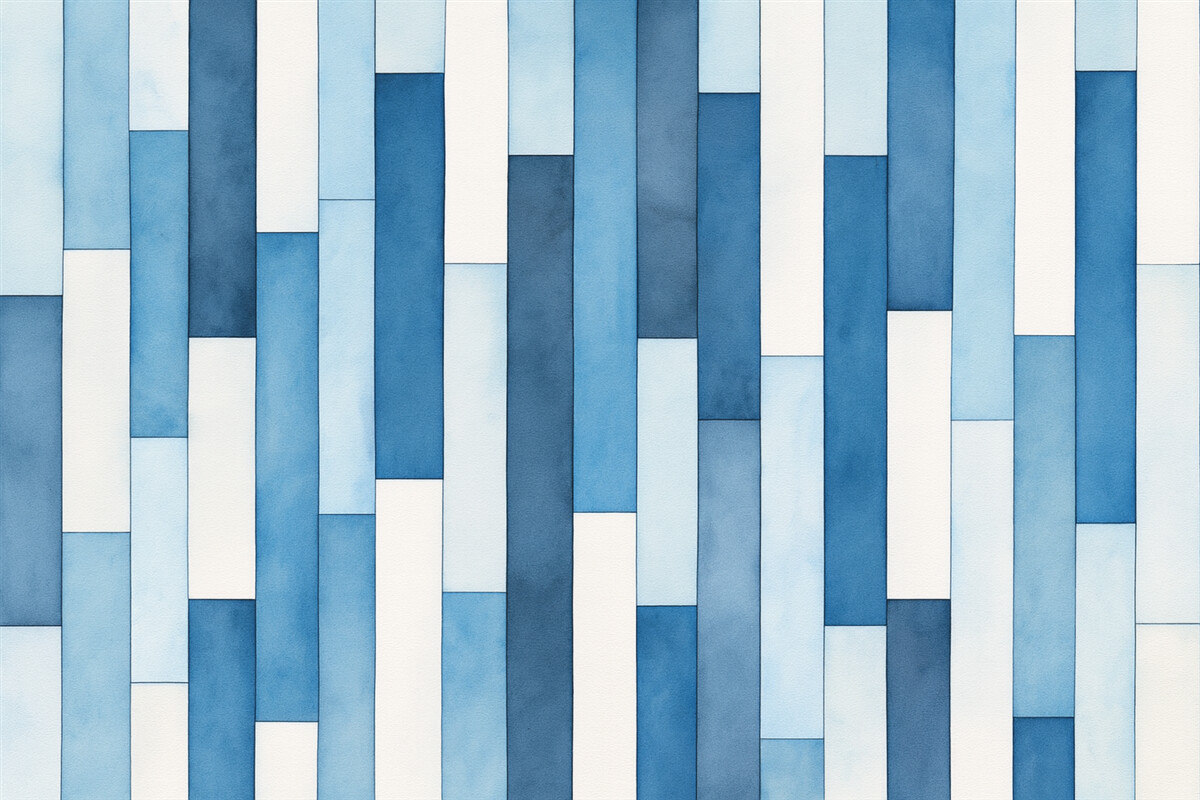 Fototapeta Pionowe akwarelowe niebiesko-białe szerokie pasy.