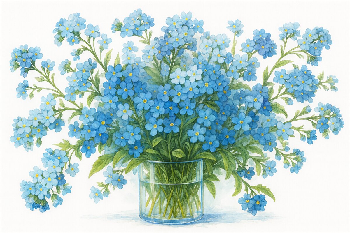 Fototapeta Zbiór akwareli niebieskich dzikich roślin.