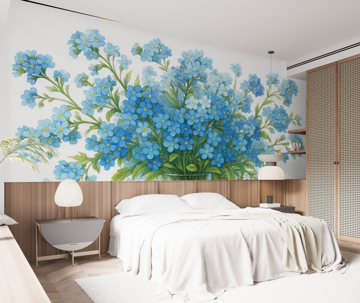 Fototapeta Zbiór akwareli niebieskich dzikich roślin.