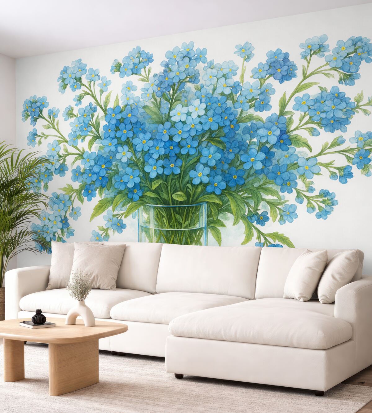 Fototapeta Zbiór akwareli niebieskich dzikich roślin.