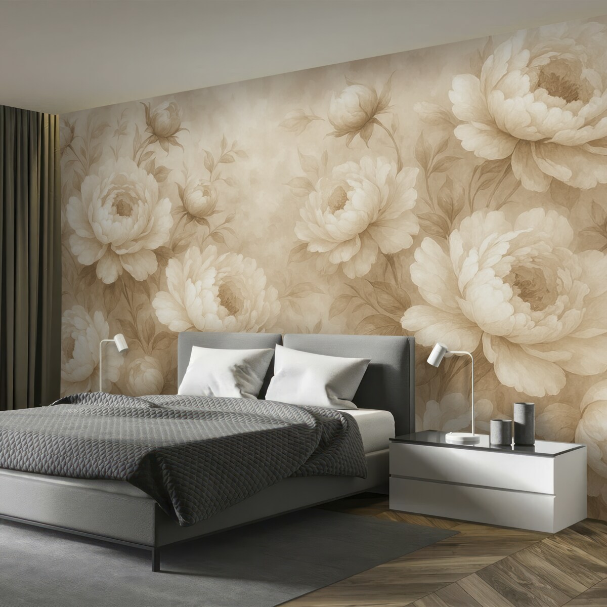 Fototapeta Piwonie o jasnych i subtelnych odcieniach.