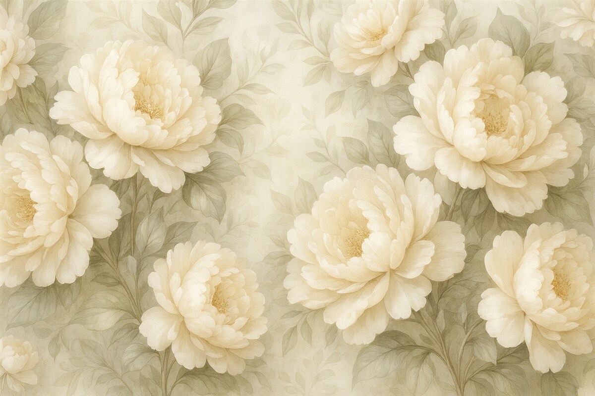 Fototapeta Piwonie w jasnych i subtelnych odcieniach.