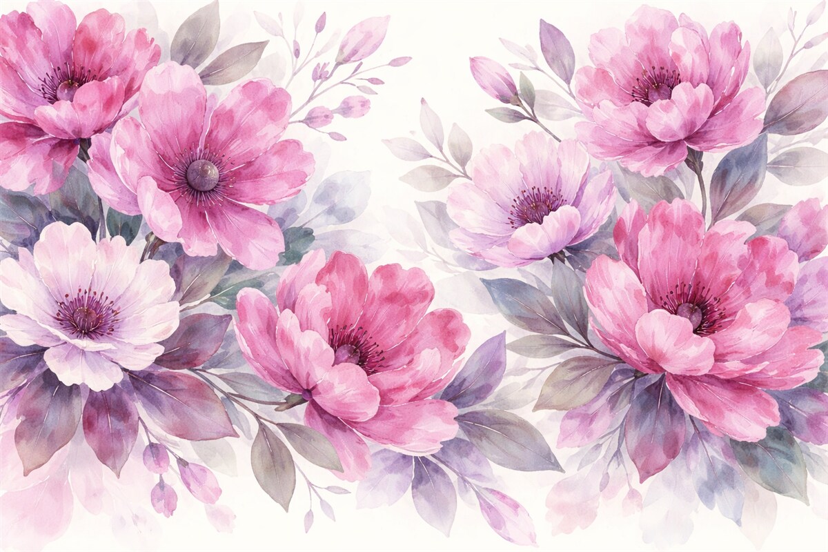 Fototapeta Akwarela różowych kwiatów.