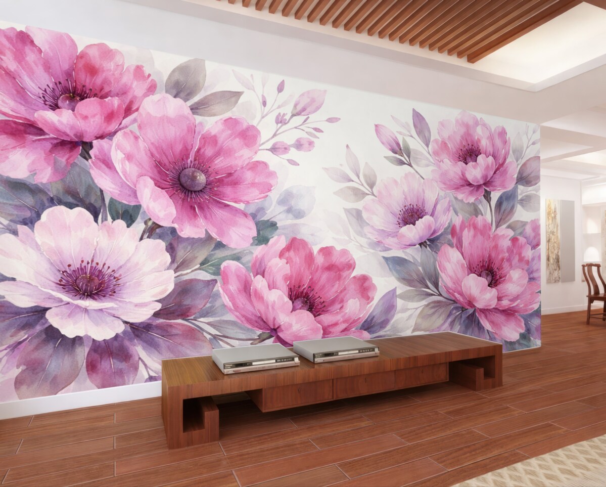 Fototapeta Akwarela różowych kwiatów.