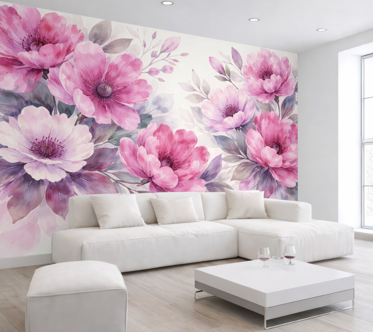 Fototapeta Akwarela różowych kwiatów.