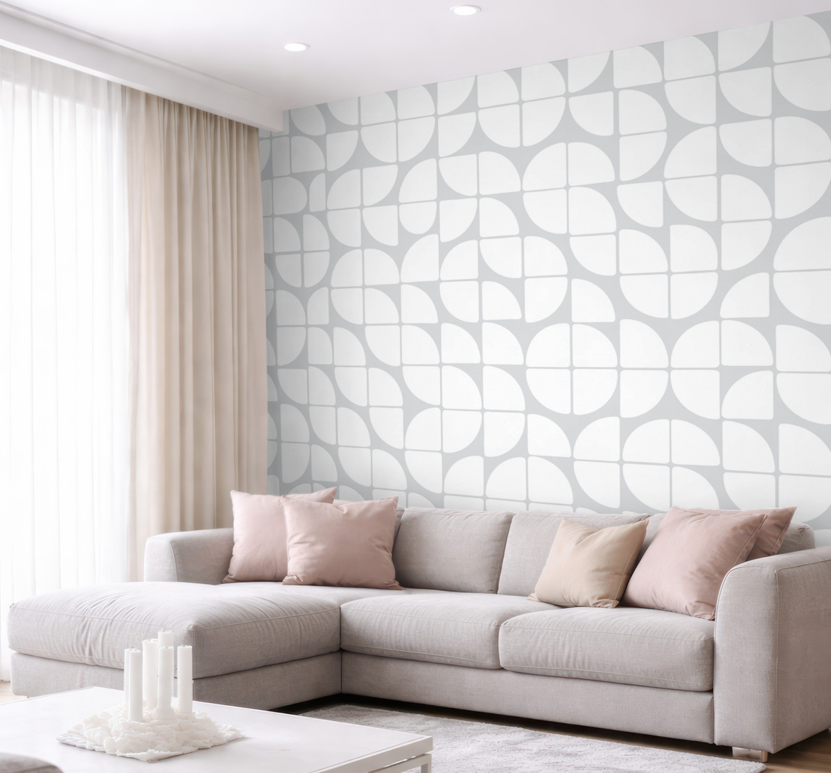 Fototapeta Tapeta o geometrycznym wzorze w stylu bauhaus w retro kolorze szarym.