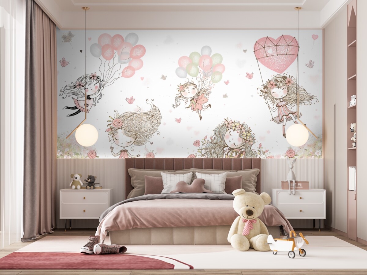 Fototapeta Zabawne dziewczyny w skandynawskim stylu dla dziewczynek.