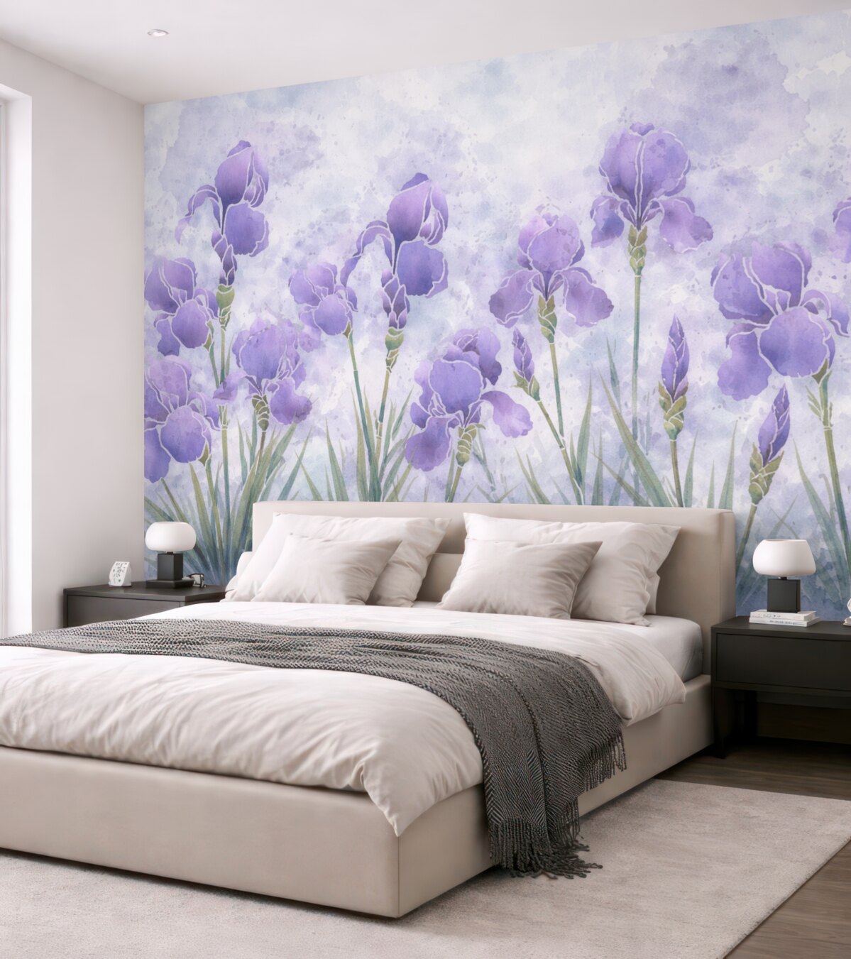 Fototapeta Akwarela purpurowe irysy.