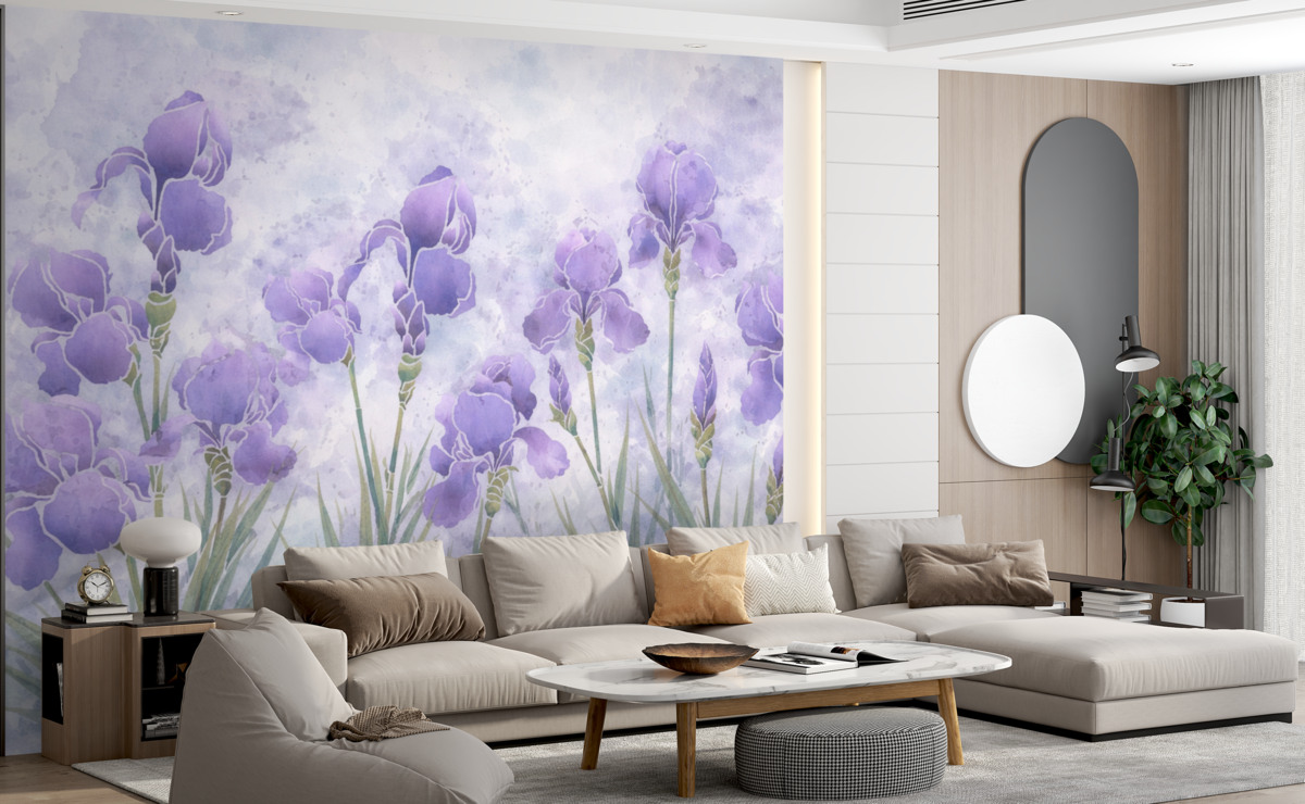 Fototapeta Akwarela purpurowe irysy.