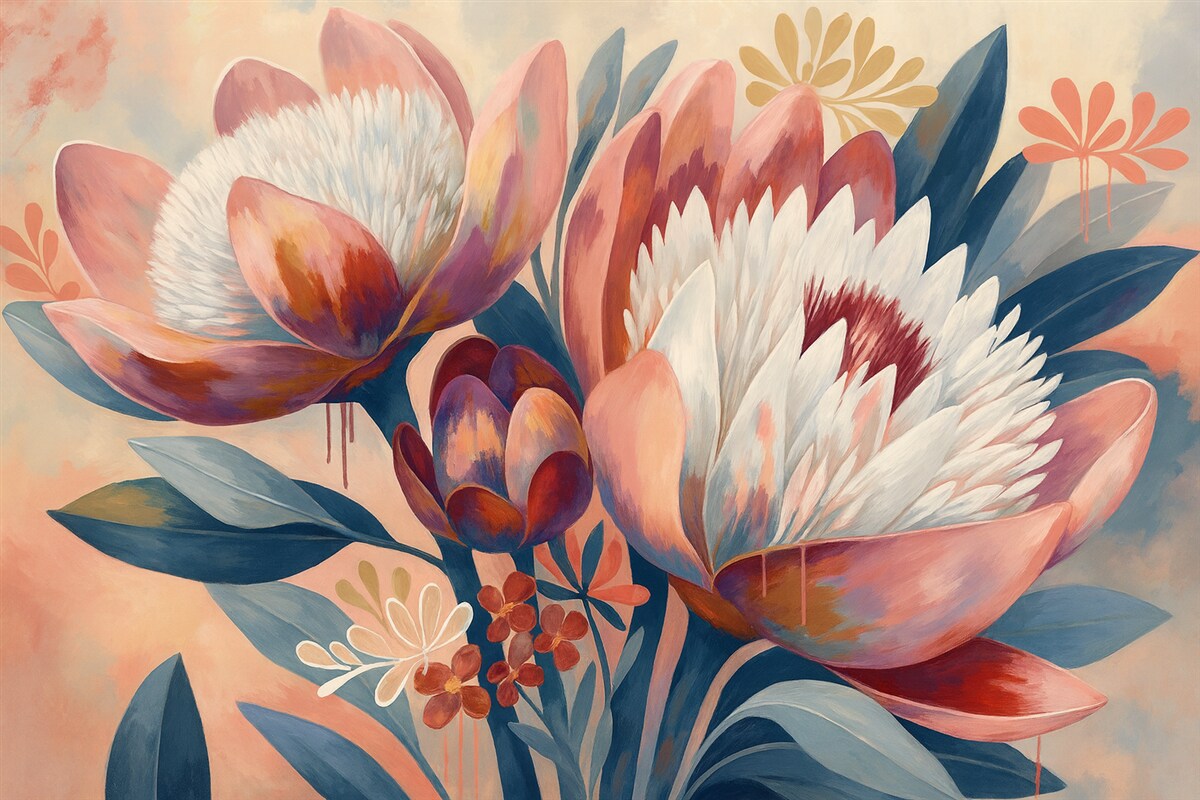 Fototapeta Wielkie egzotyczne rośliny kwiatowe.