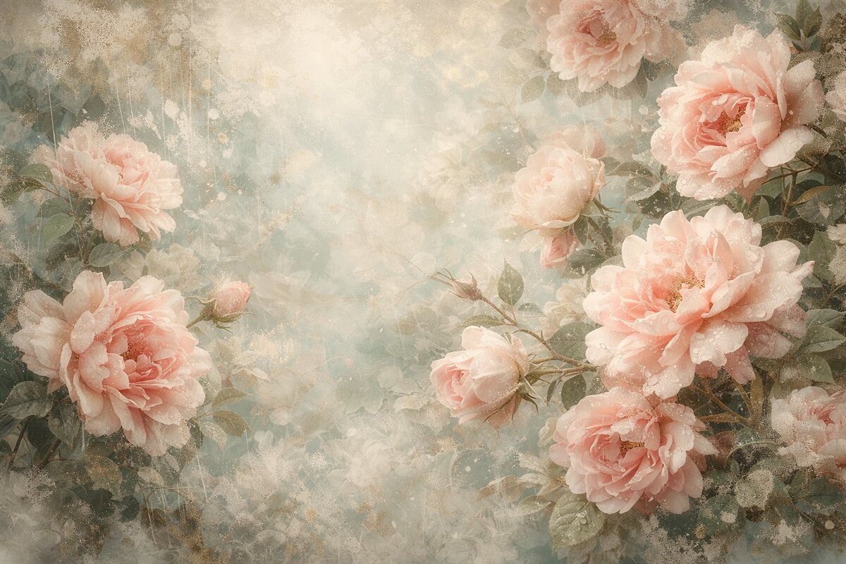 Fototapeta Dymne tło z subtelnymi kwiatami.