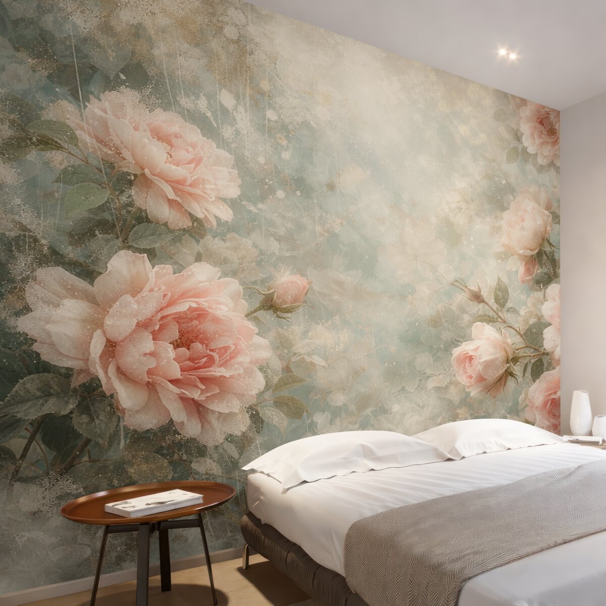 Fototapeta Dymne tło z subtelnymi kwiatami.