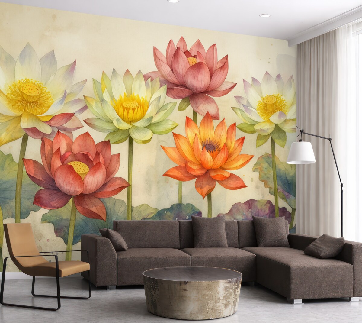 Fototapeta jasne, wielobarwne lotosy