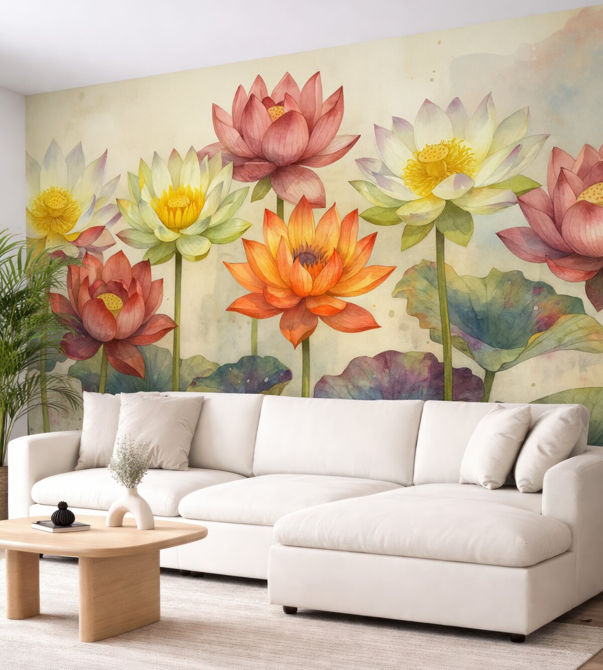 Fototapeta jasne, wielobarwne lotosy