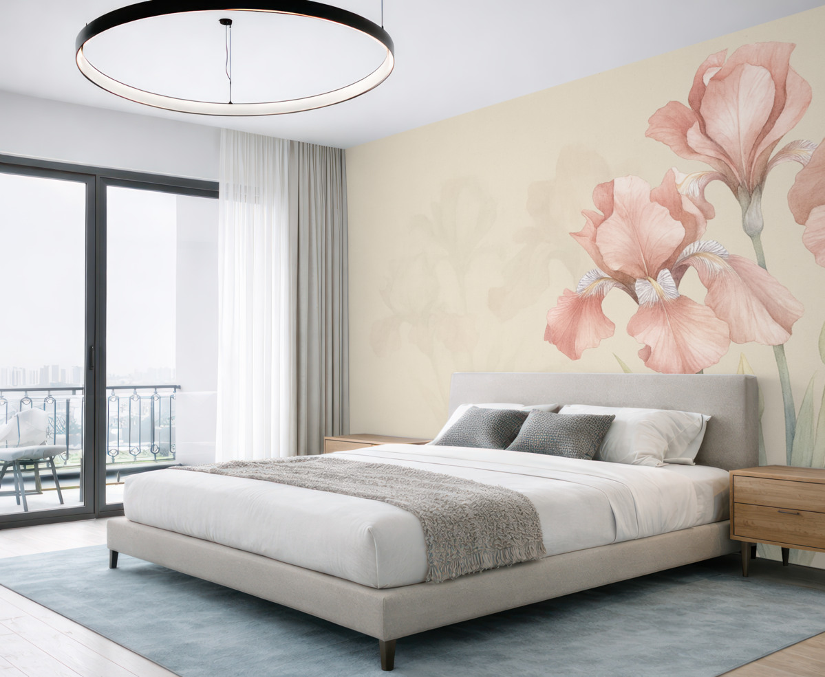 Fototapeta bukiet irysów na świetlistym tle