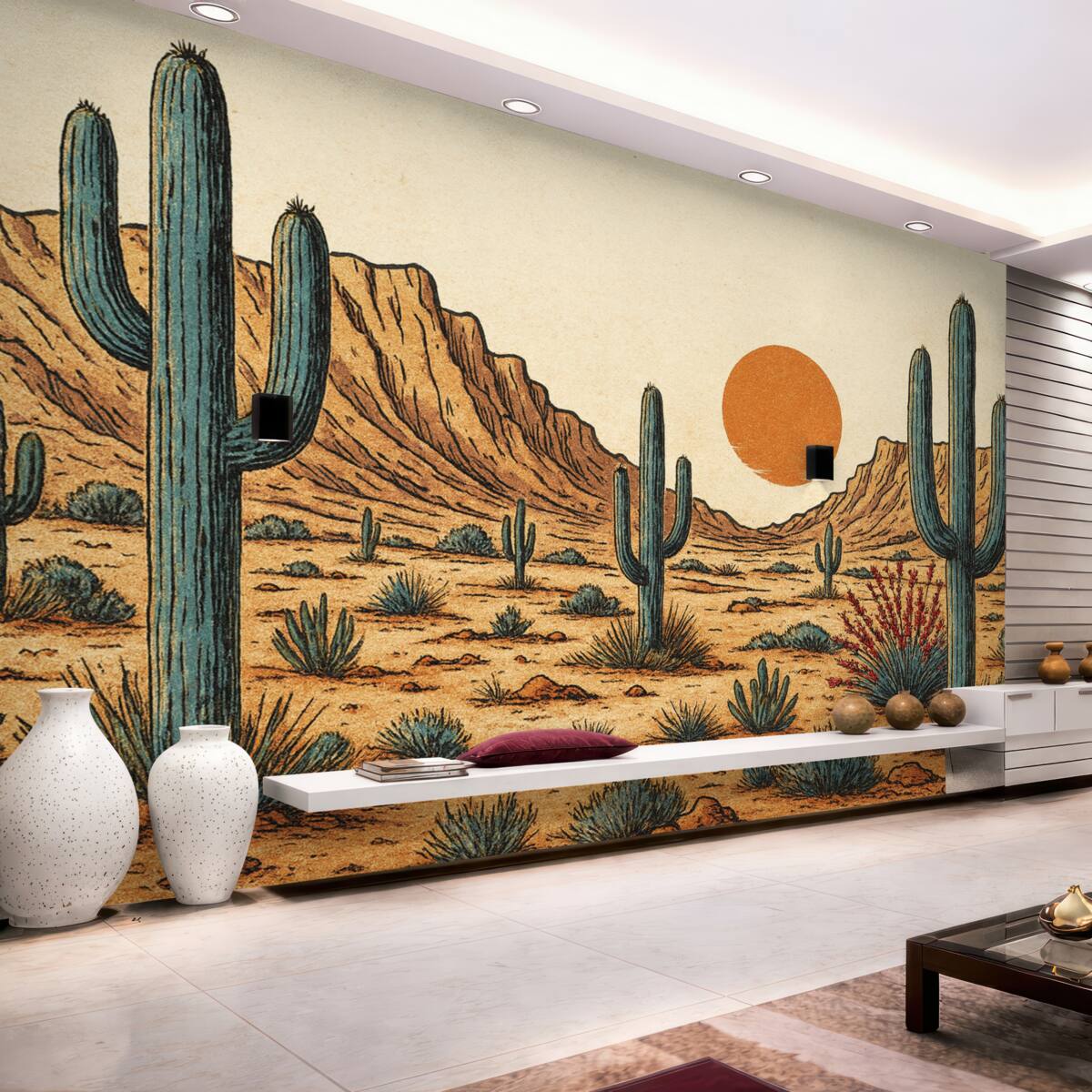 Fototapeta Zachód słońca nad pustynią.