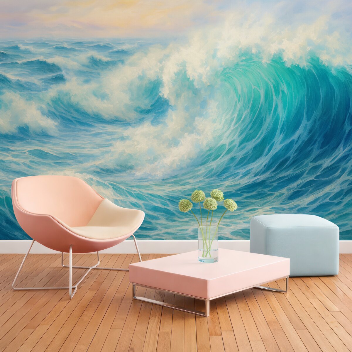 Fototapeta Obraz olejny z morskimi falami.