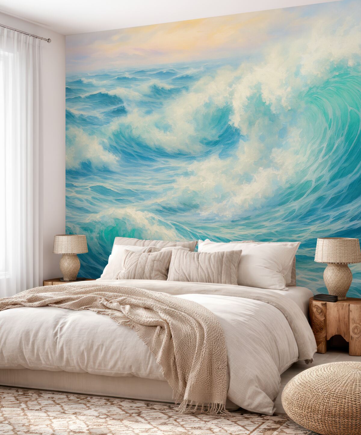 Fototapeta Obraz olejny z morskimi falami.