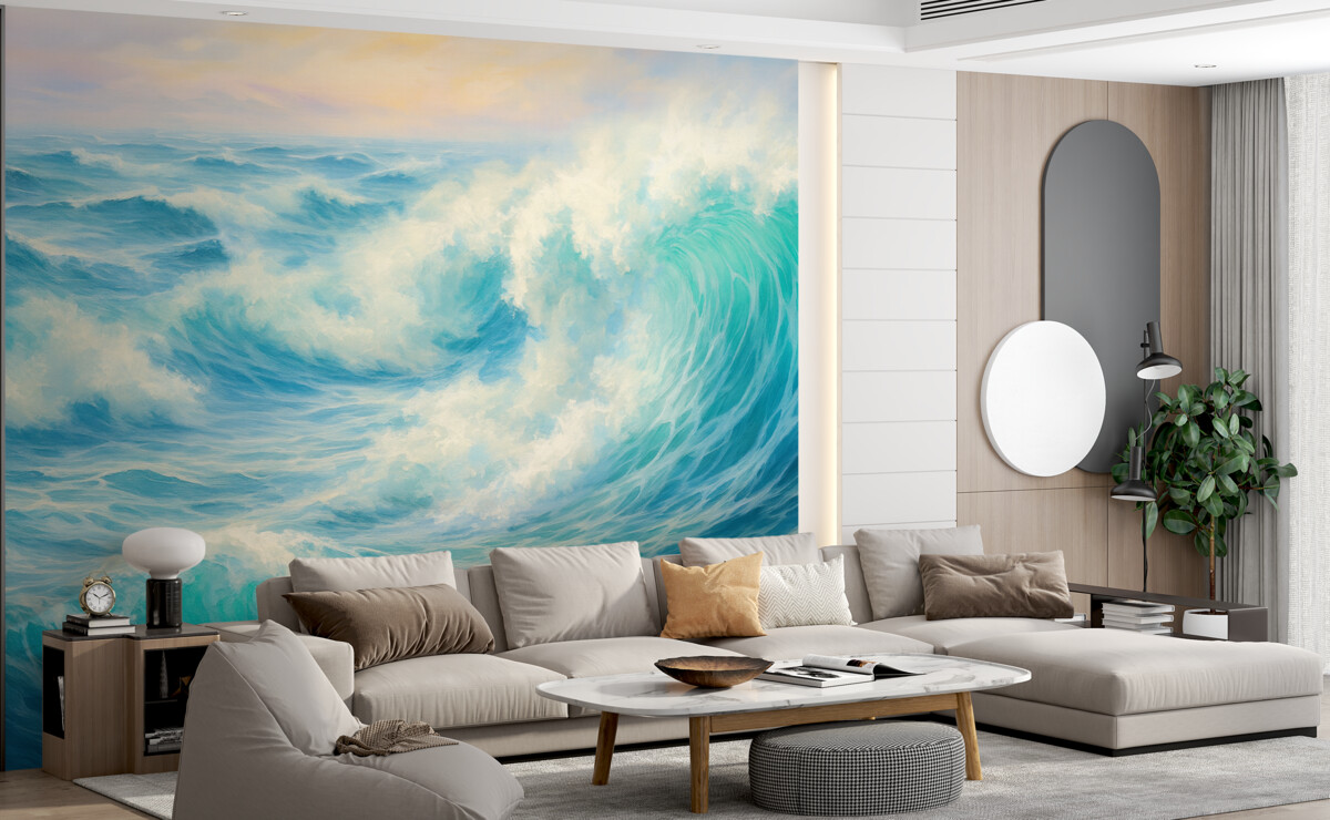 Fototapeta Obraz olejny z morskimi falami.