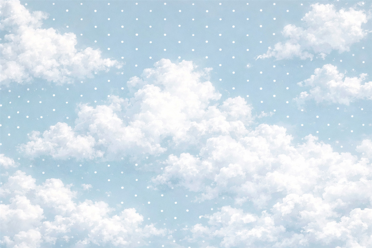 Fototapeta Chmury w skandynawskim stylu minimalistycznym w odcieniu niebieskim.