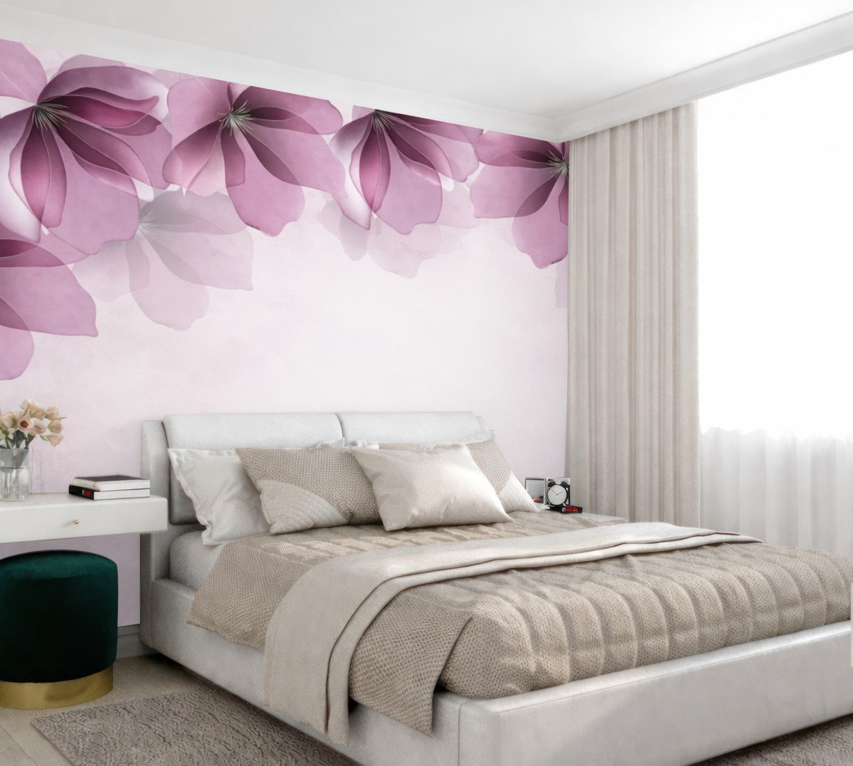 Fototapeta wielkie, przejrzyste, różowe kwiaty