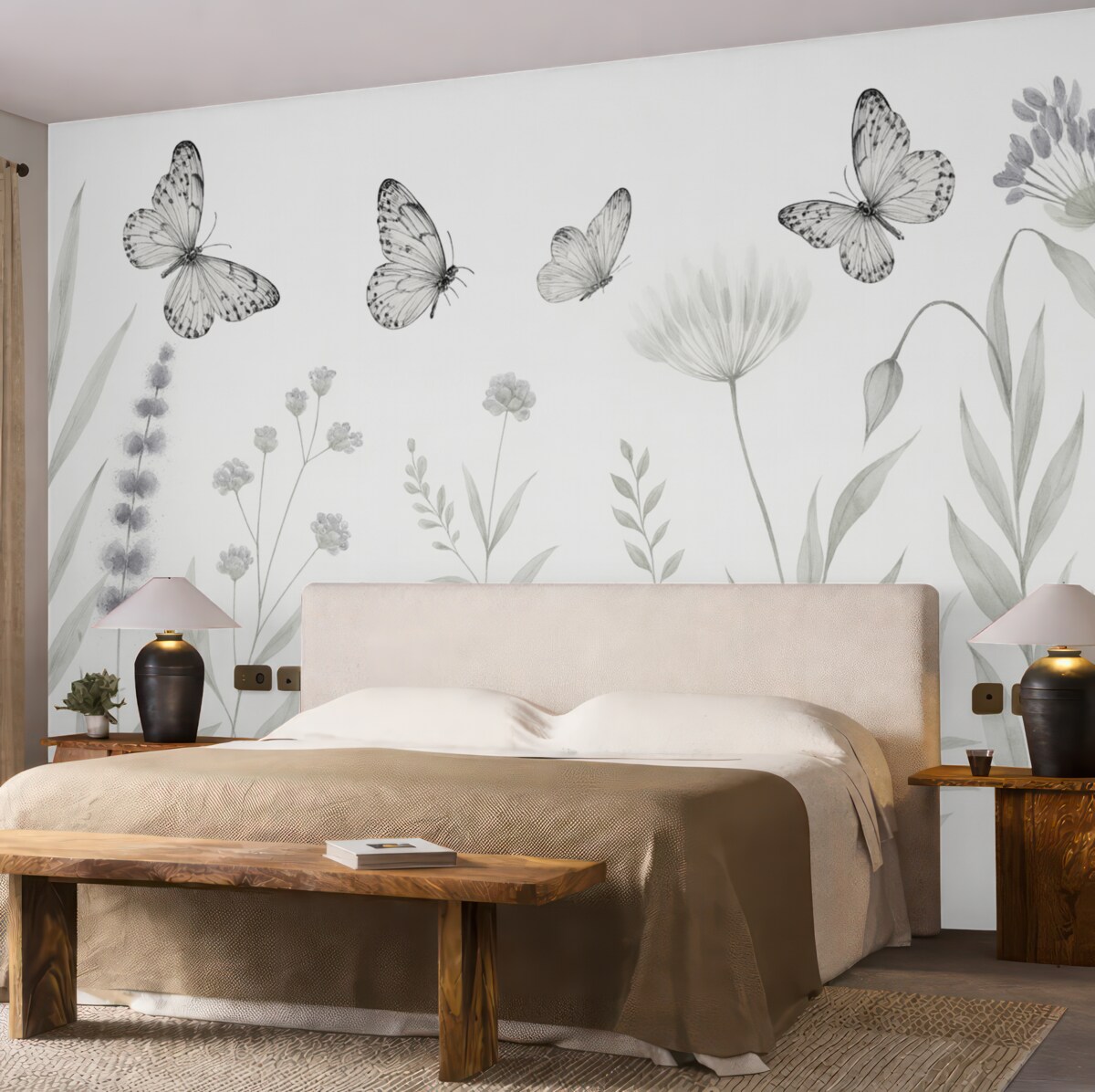 Fototapeta Naturalne kwiaty i ćmy