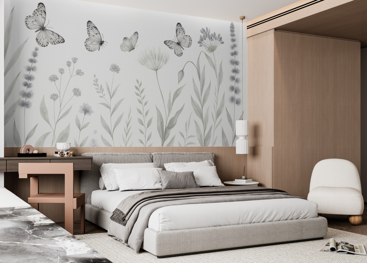 Fototapeta Naturalne kwiaty i ćmy