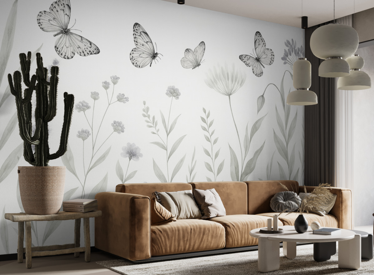 Fototapeta Naturalne kwiaty i ćmy