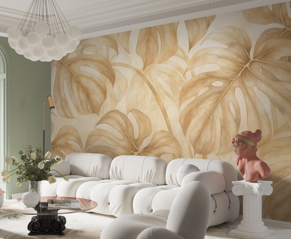 Fototapeta Liście w kolorze beżowym.