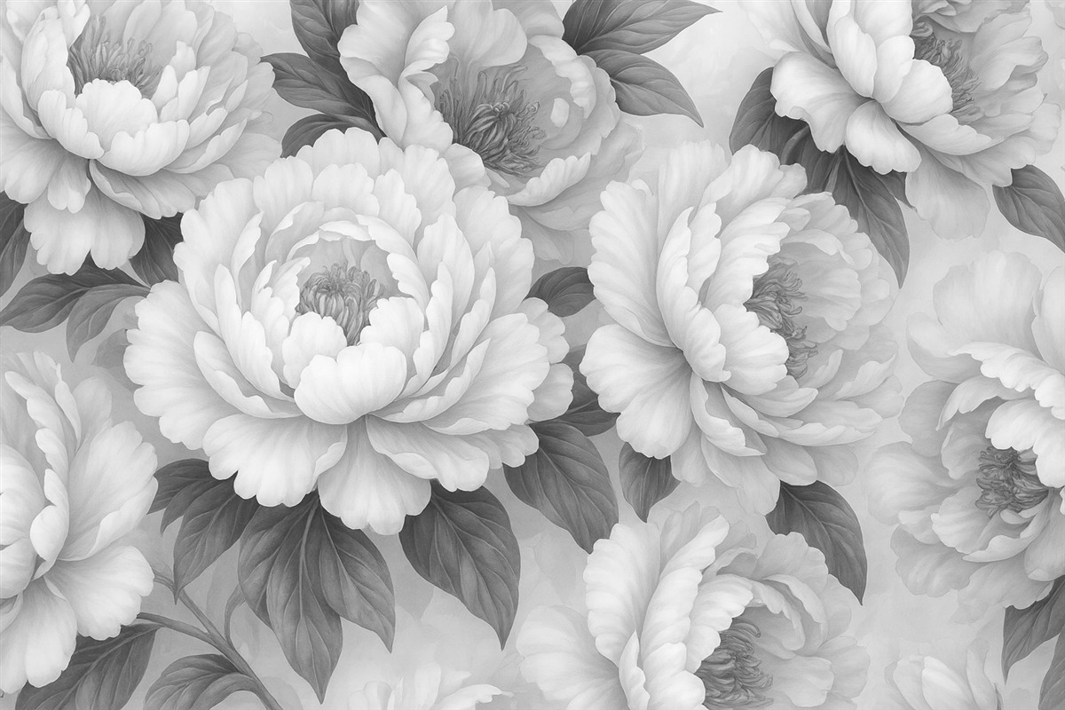 Fototapeta Czarno-białe wciąż piwonie.