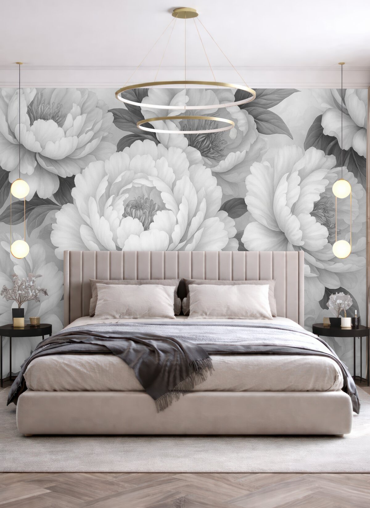 Fototapeta Czarno-białe wciąż piwonie.