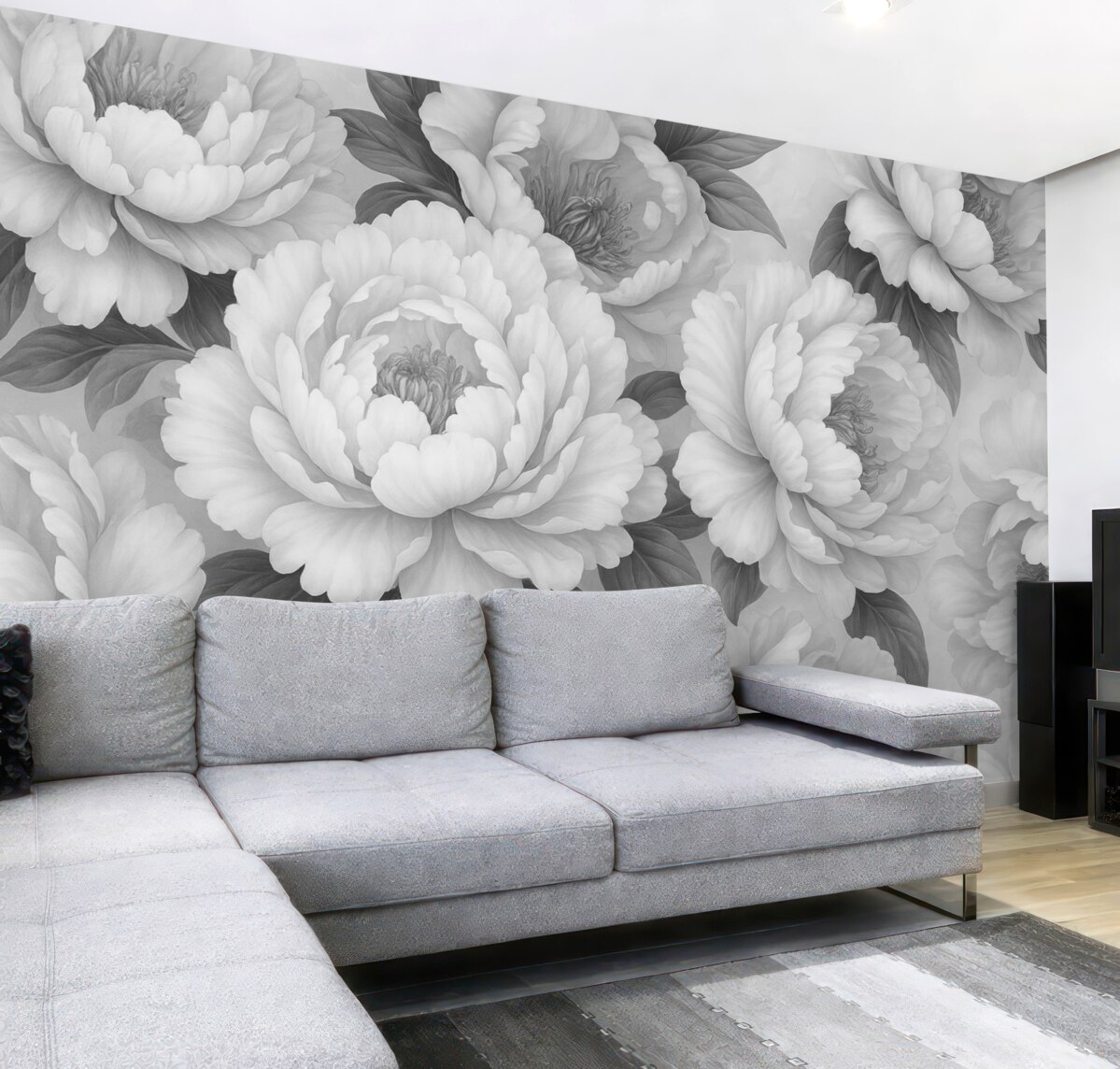 Fototapeta Czarno-białe wciąż piwonie.