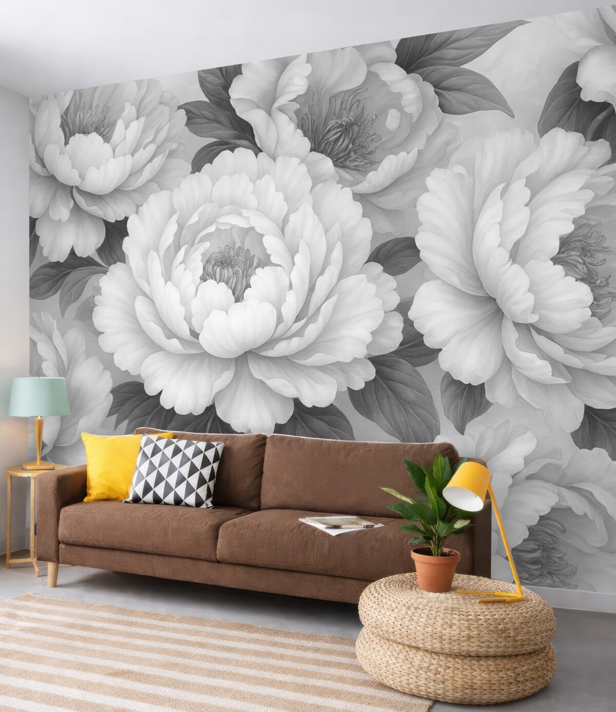 Fototapeta Czarno-białe wciąż piwonie.