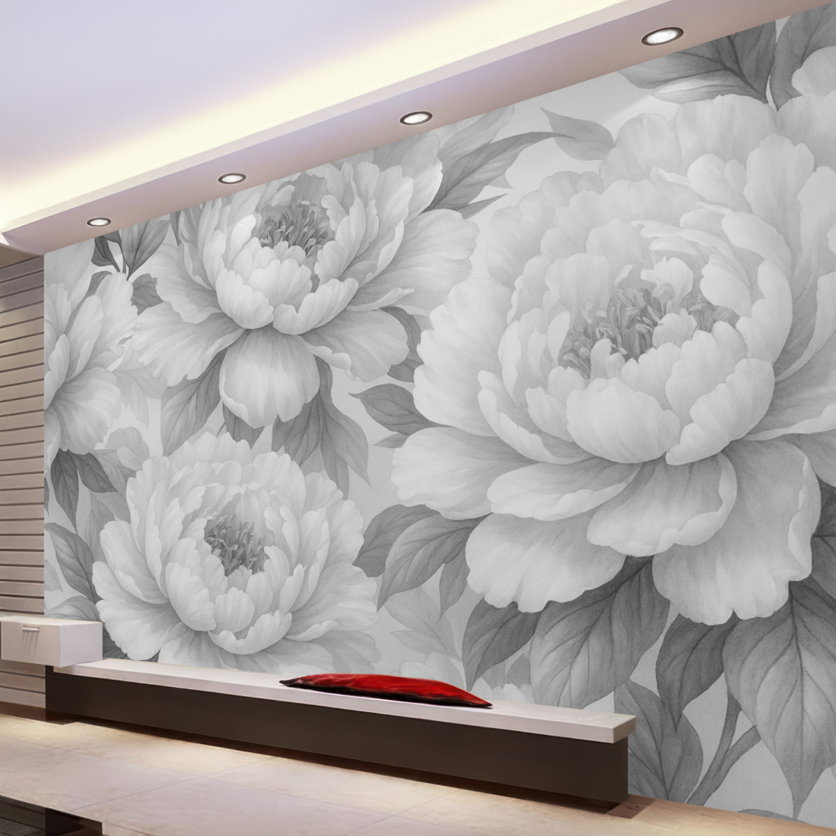 Fototapeta Czarno-białe peonie.