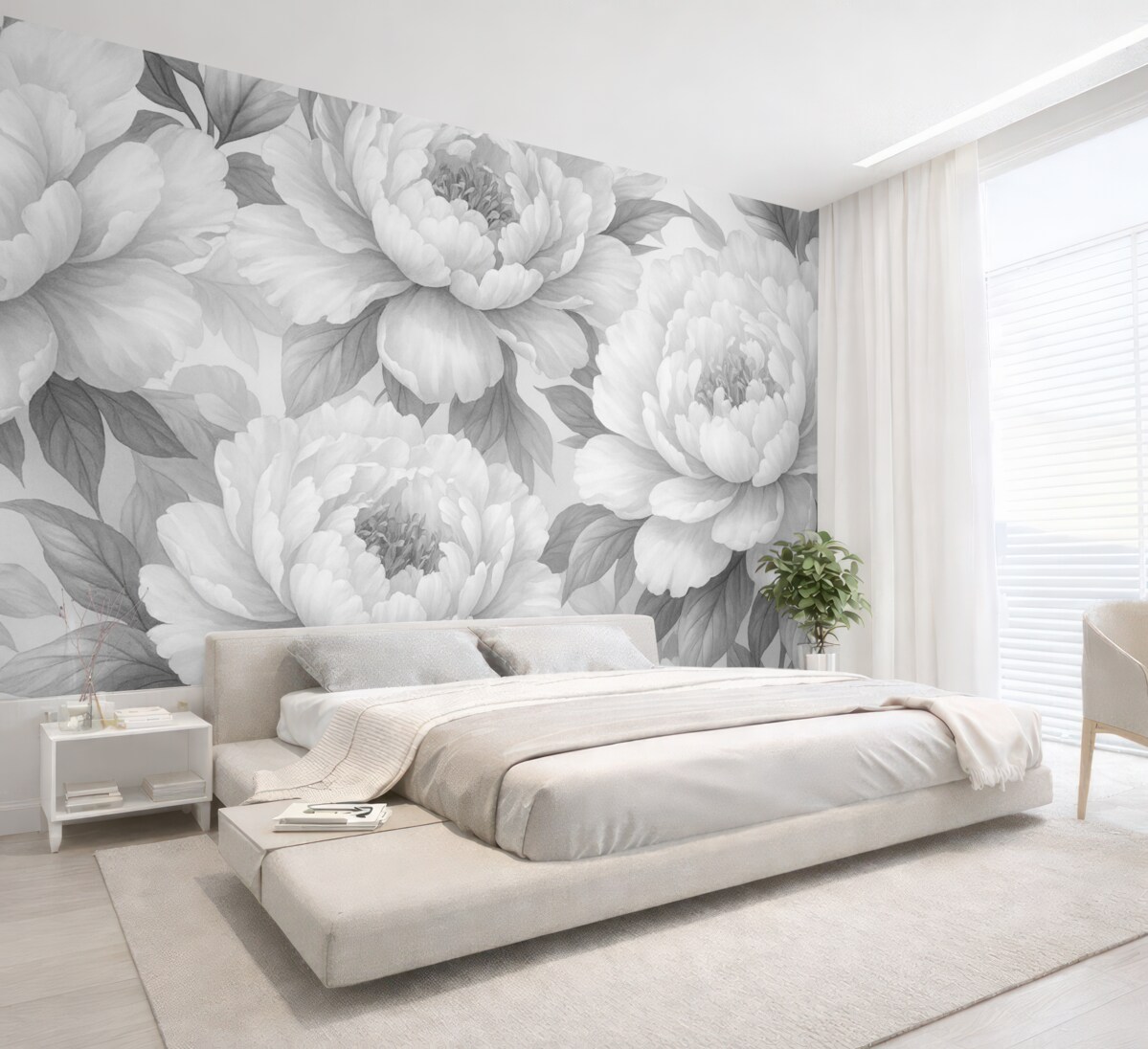 Fototapeta Czarno-białe peonie.