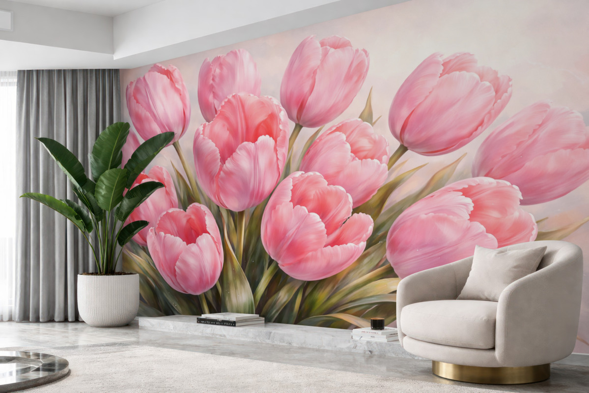 Fototapeta Subtelne różowe tulipany.