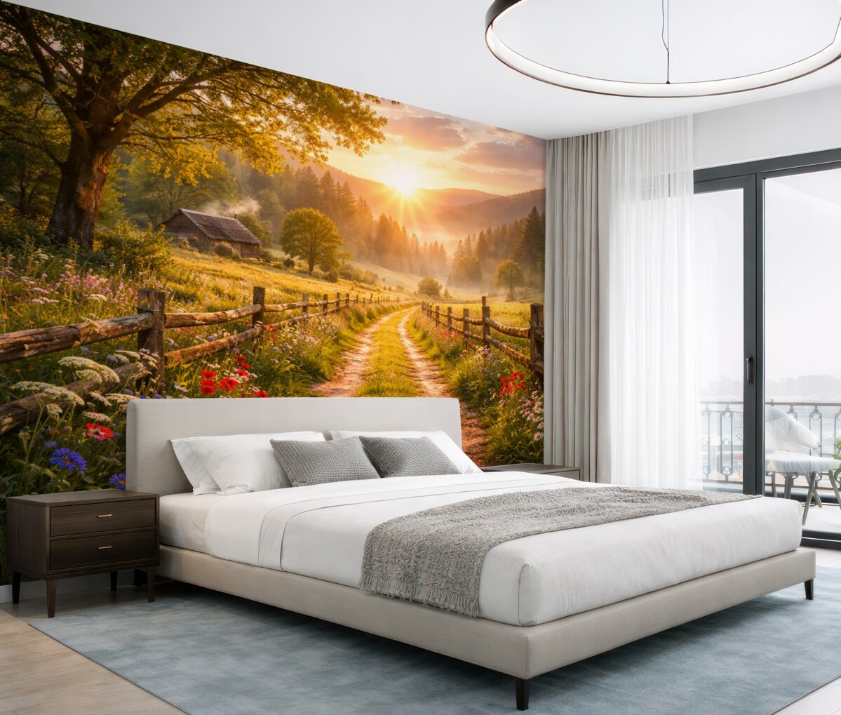 Fototapeta Tropikalne liście w deszczowej akwareli