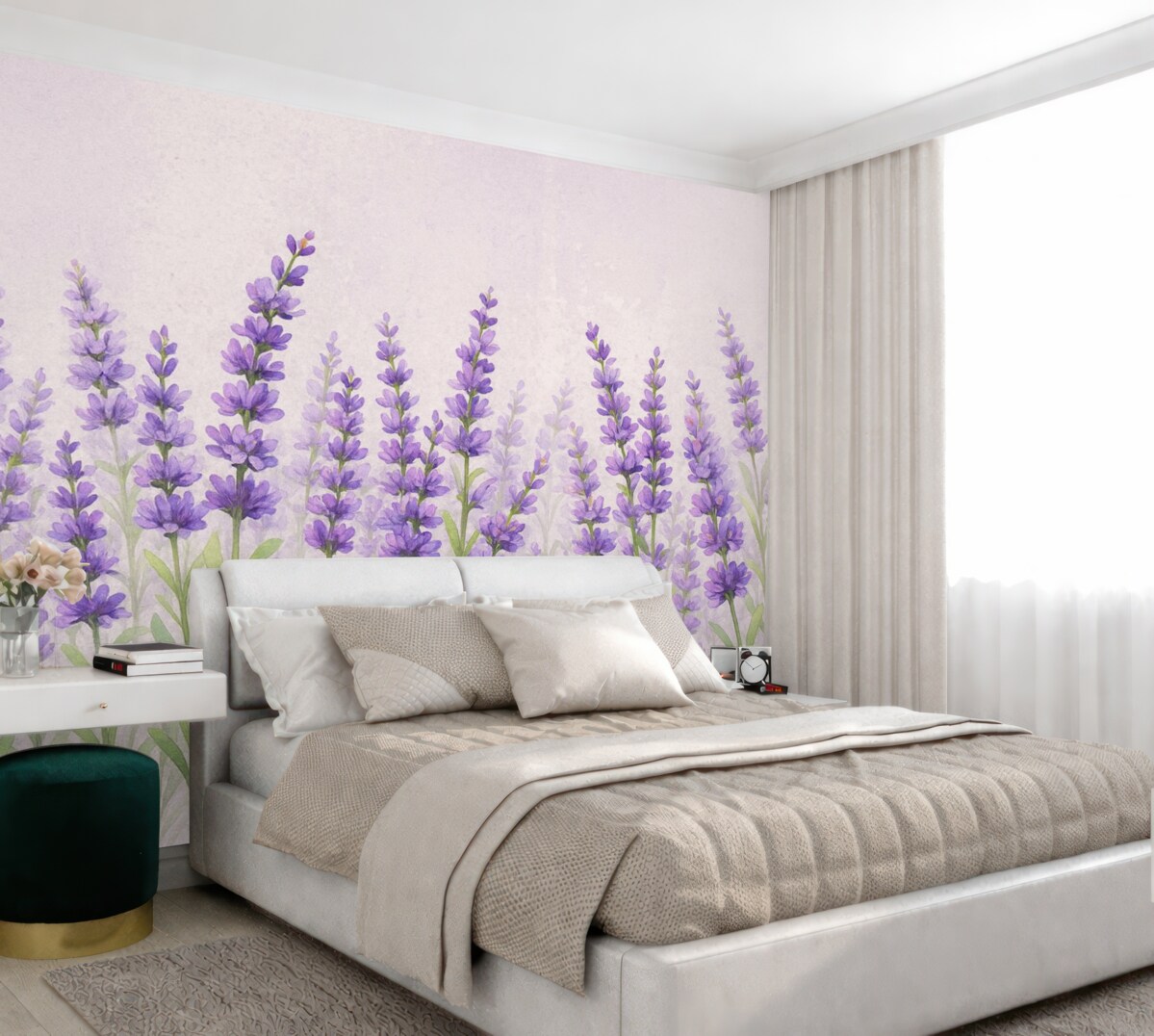 Fototapeta Kwiaty lawendy na tle betonu.