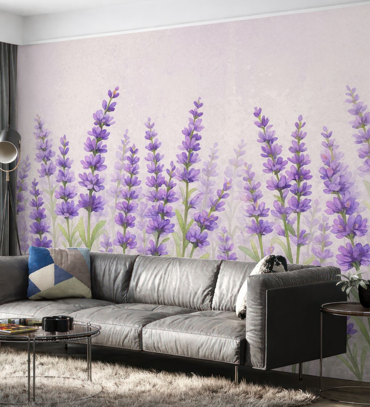 Fototapeta Kwiaty lawendy na tle betonu.