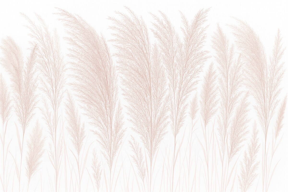 Fototapeta Subtelna, pastelowa, różowa, puchata trawa pampasowa na jasnym tle w prostym układzie.