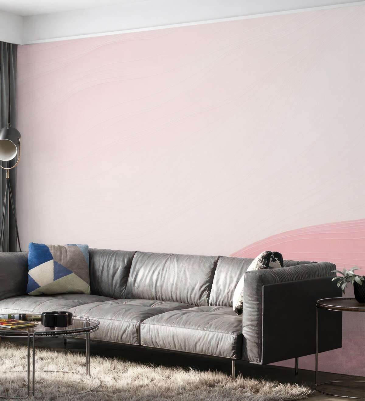 Fototapeta Różowe ślady i białe linie.