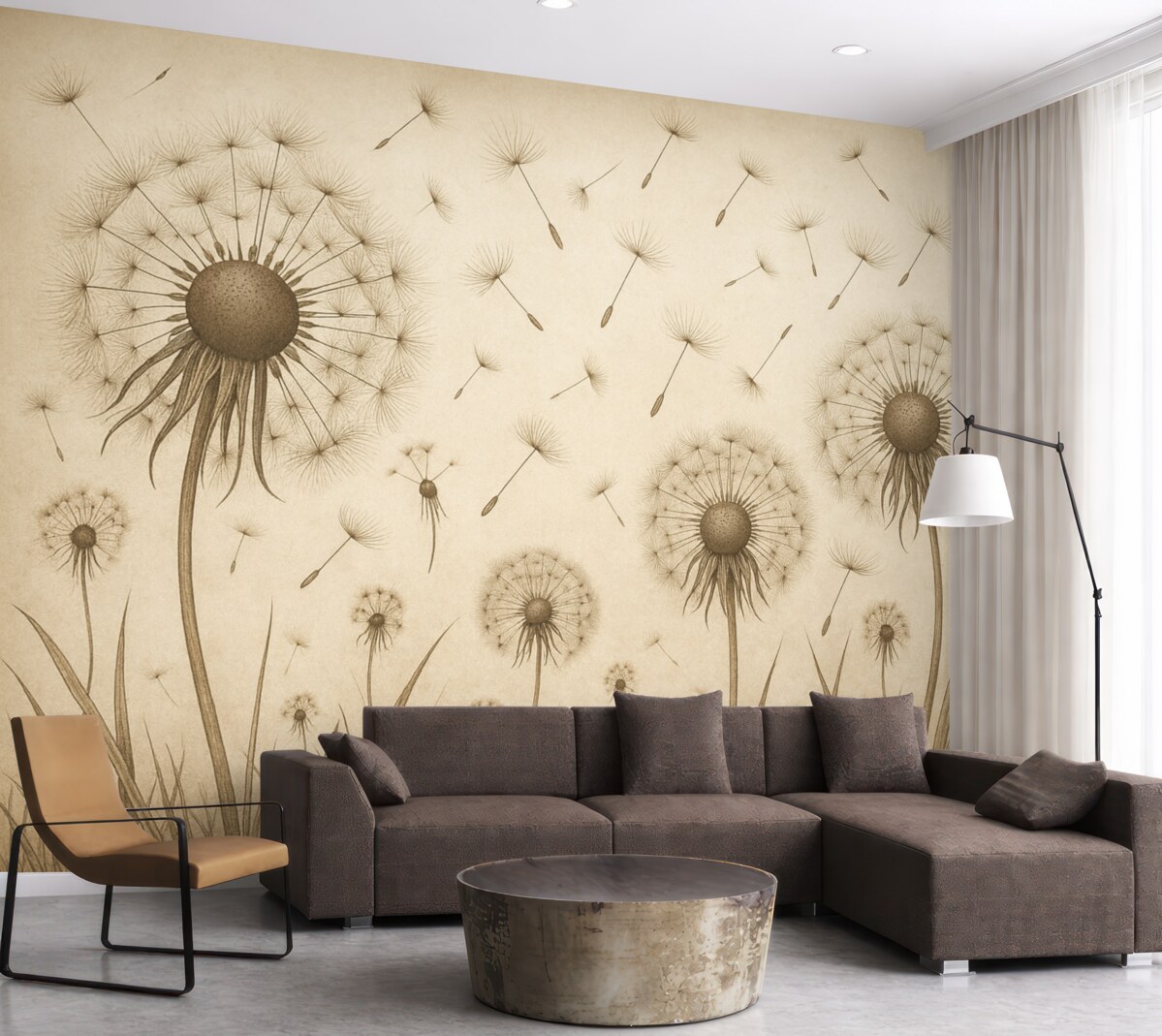 Fototapeta Mlecze w ciemnej tonacji, na tle papieru retro.