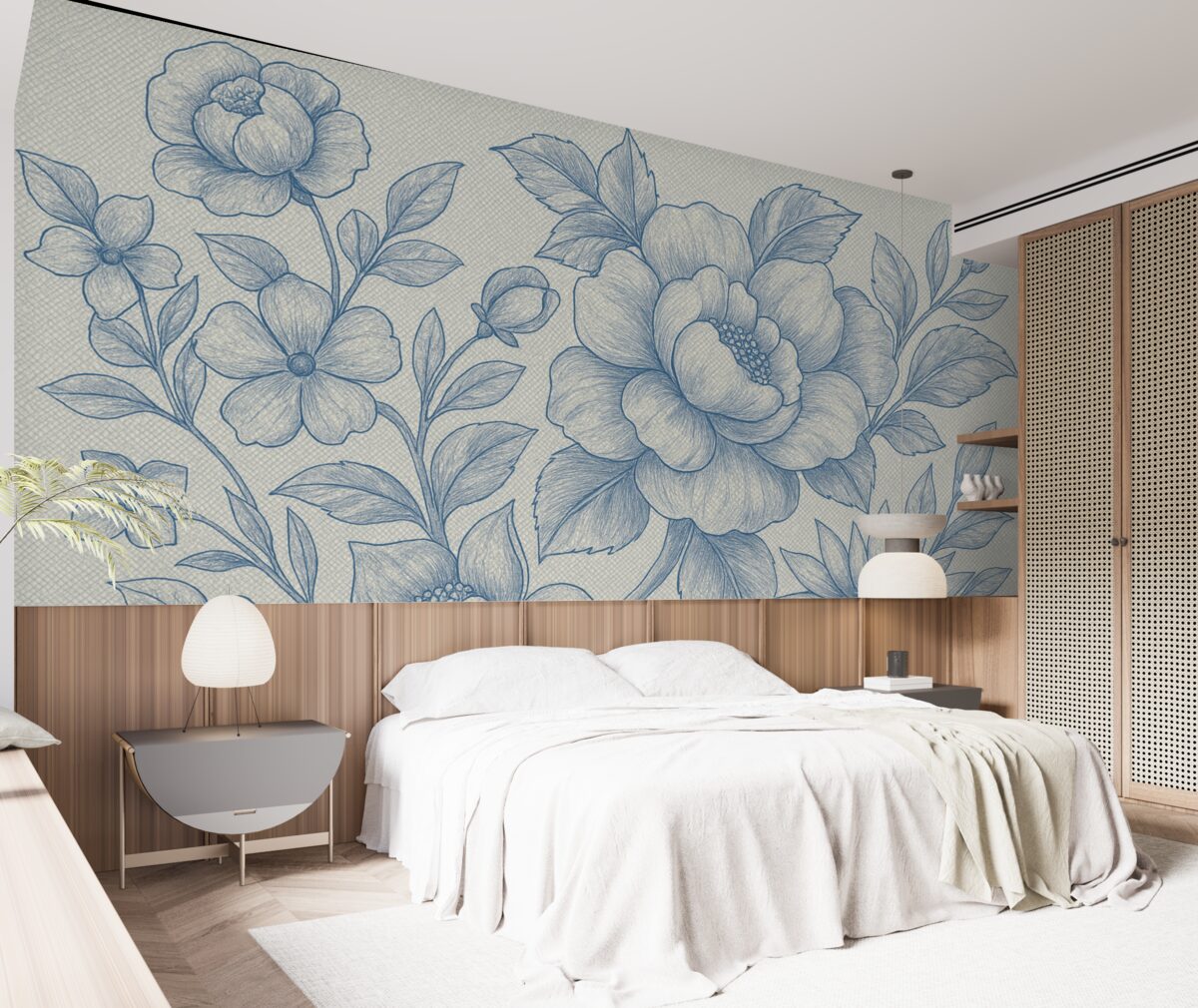 Fototapeta Wielkie kwiaty w błękitnym kolorze.