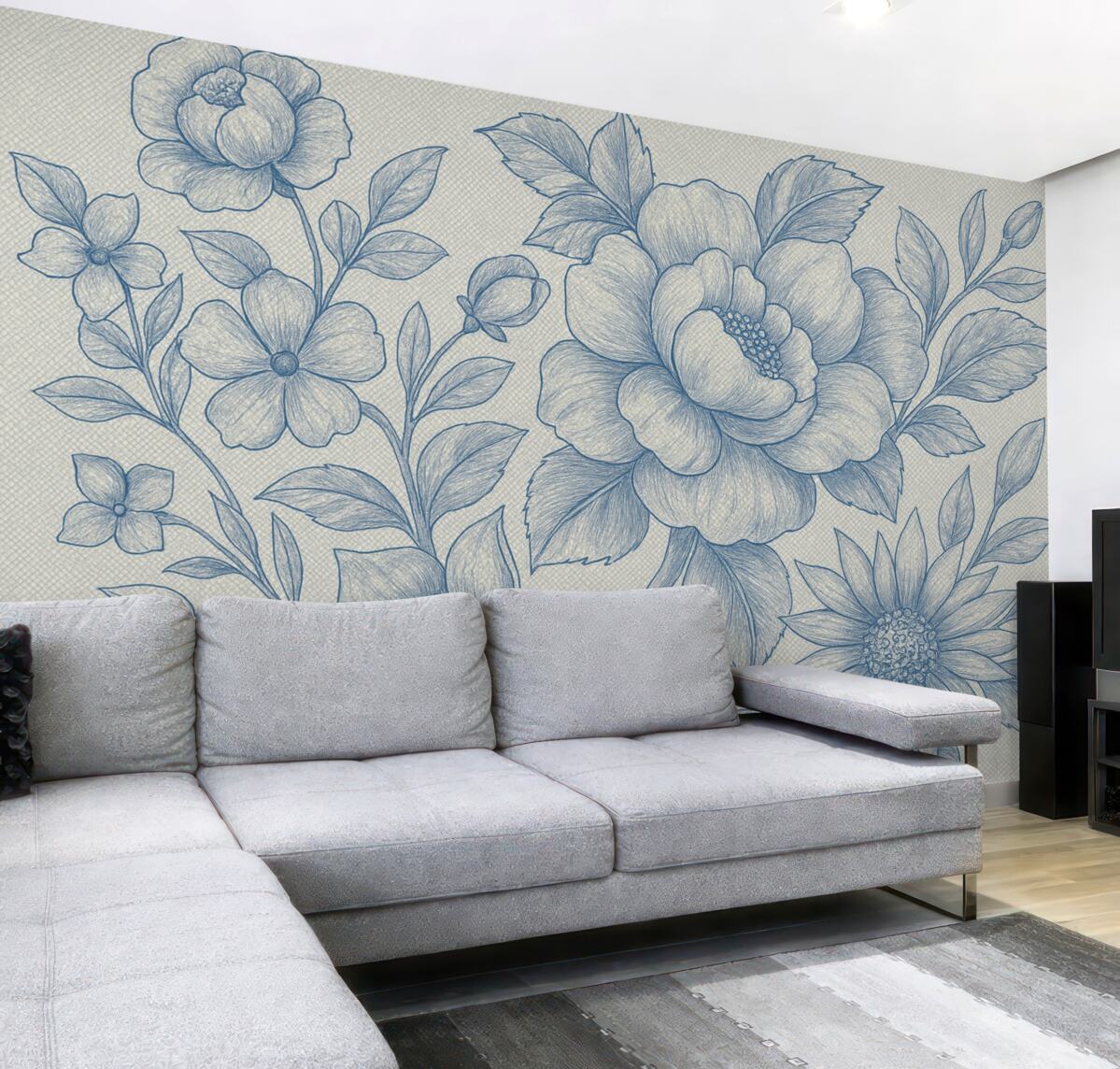 Fototapeta Wielkie kwiaty w błękitnym kolorze.