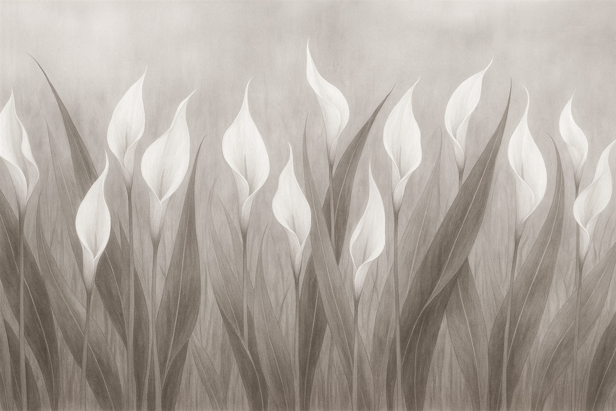 Fototapeta Kwiaty namalowane na betonowej ścianie.