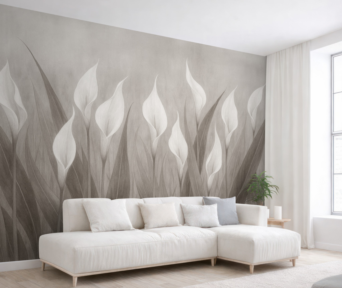 Fototapeta Kwiaty namalowane na betonowej ścianie.